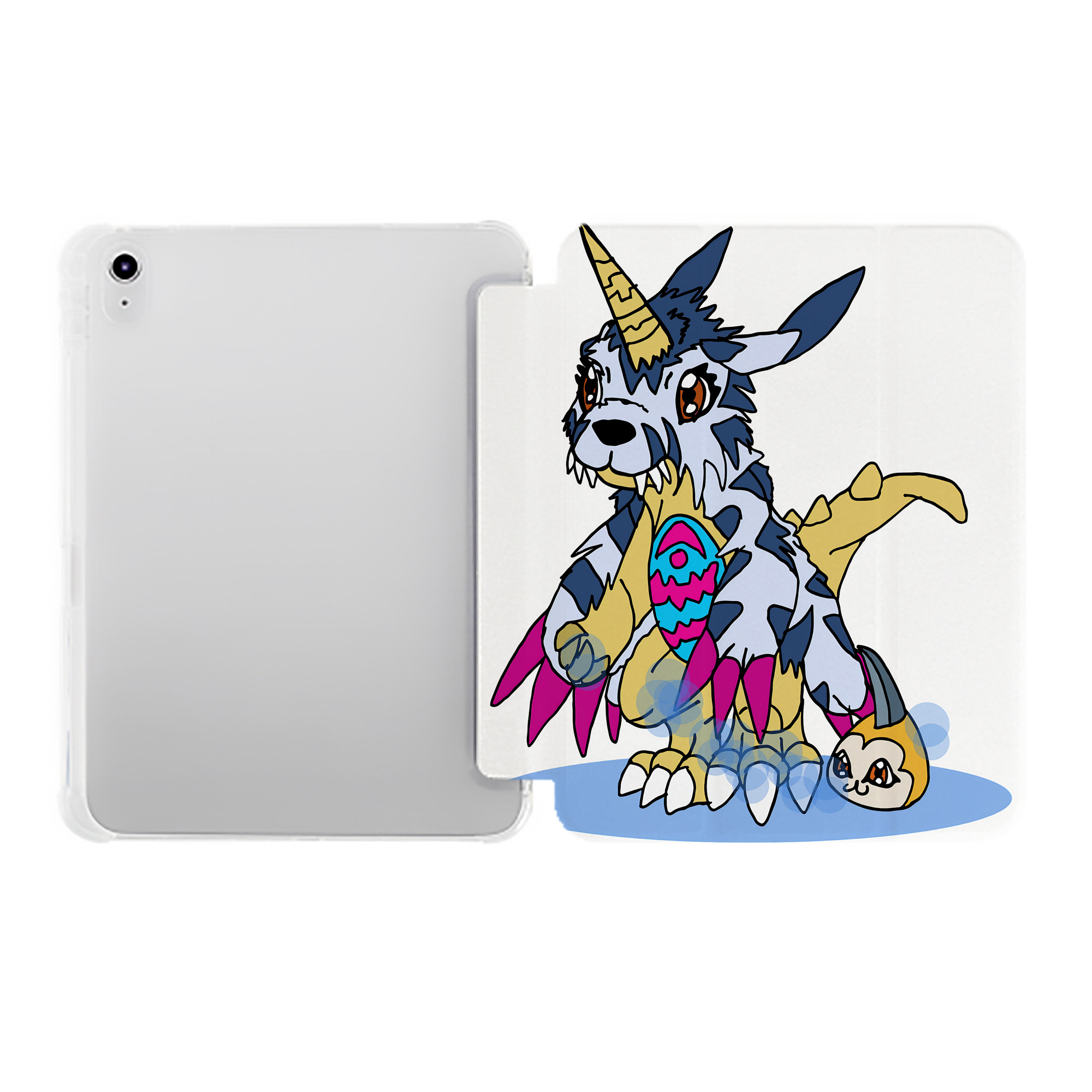 （画像用） Digimon デジタルモンスター/デジモン IPad ケース ペン収納付き 三つ折りスタンド PUレザー×シリコン 対応機種9.5/10.5/10.9インチ